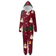 thumbnail image 2 of Family Christmas Pajamas Matching Sets, Red Hooded Zipper Onesie Jumpsuit with Snowman Print, Funny Matching Family Christmas Pajamas Sleepwear Loungewear for Couples, Women & Men, 2 of 5