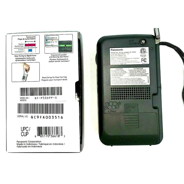 Portable Radio, RF-P50D, Operated Pocket Battery AM/FM Radio Panasonic