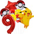 thumbnail image 3 of Globos de fiesta de cumpleaños de Pokémon, ramo de juguetes, decoraciones de Pikachu, Globos número 1er y segundo de 32 pulgadas, Globos para niños y niñas, Baby Shower, 3 of 5