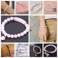 thumbnail image 4 of Pulsera de cuarzo rosa para mujer, brazalete de cuentas de cristal rosa, piedra Natural elástica, joyería curativa, regalo de Reiki, 4 of 4