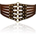 thumbnail image 1 of Ceinture Large en Cuir PU pour Femmes Mode Rivets Creux Ceinture Extensible, 1 of 7