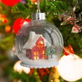 thumbnail image 4 of ED Light-Up Snow Globe Christmas Ornament, Transparent Plastic Hanging Decor with Mini House & Deer Accents, Festive Bauble for Xmas Tree Decoration, 4 of 6