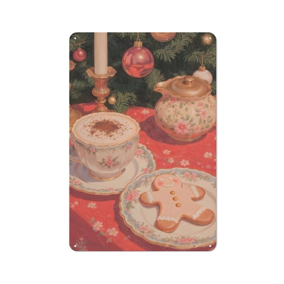 Vintage Metal Tin，Tin Hanging Picture Festive Holiday Treats A Cozy Christmas Moment Style-6 30x20cm，tin sign