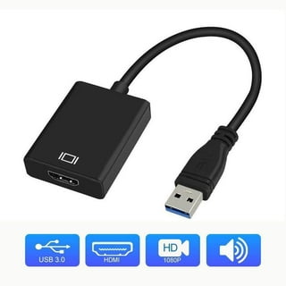 Adaptador USB a HDMI, convertidor de cable de audio y video HD, USB 3.0 a  HDMI para múltiples monitores 1080P, compatible con Windows XP/10/8.1/8/7