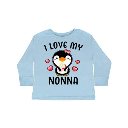 

Inktastic I Love My Nonna with Cute Penguin and Hearts Gift Toddler Toddler Girl Long Sleeve T-Shirt