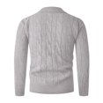 thumbnail image 5 of Zivyakyron Thick Sweater Men Ribbed Cable Knit Pullover Long Sleeve Sweaters Slim Fall Winter Collared Layered Look White M, 5 of 8