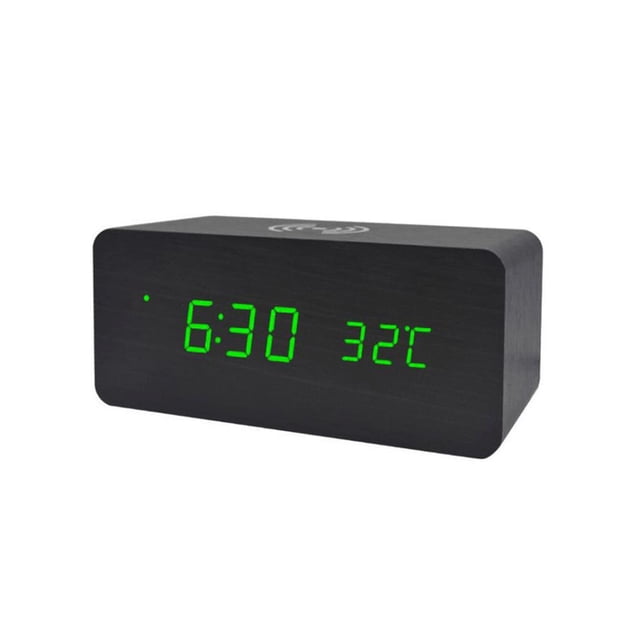 Despertador De Madera Carga Inalámbrica Madera Led Reloj Digital Función De Control De Sonido Advancent HA021659-00