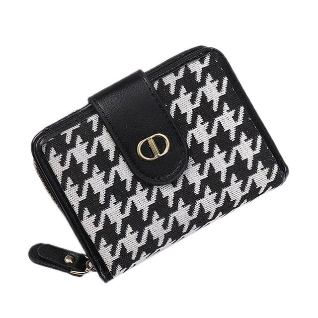 Cartera para mujer con múltiples ranuras para tarjetas que evitan la desmagnetización Diseño de cremallera para tarjeta de identificación de crédito Black Swallow Gird 12x9x4cm