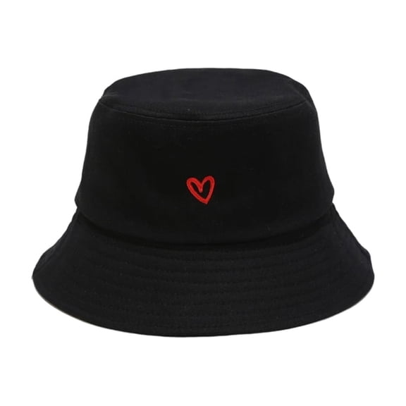 Stylish Bucket Hats with Heart Embroidery Ladies Girls Fashion Sun Hats