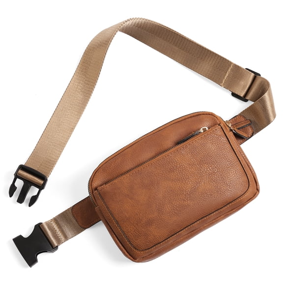KALUNMA Vegan Leather Belt Bag for Women Fanny Pack Crossbody with Adjustable Strap Fashion Waist Packs