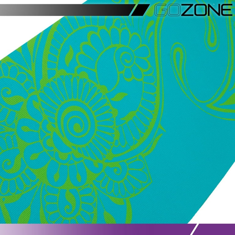 GO ZONE Multi-Purpose 4mm Yoga Mat, Teal Amulet Paisley, Non-Slip