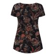 thumbnail image 5 of ICHUANYI Clearance Women's Summer Printed Round Neck Button Pleated Short Sleeve Top(Black, M) ICHUANYI WER2023081403070, 5 of 5