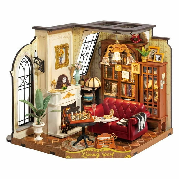 Rolife Catherine's Living Room DIY Miniature House Craft Kit, Wooden Puzzle Assembly Set for Adults & Kids Gifts