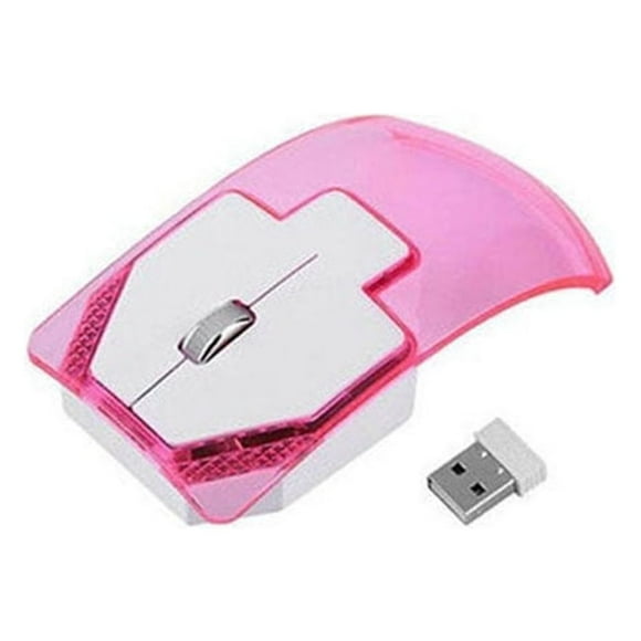 EeaseMX Ratón óptico inalámbrico de 2,4 G con 3 botones y luz transparente (rosa)