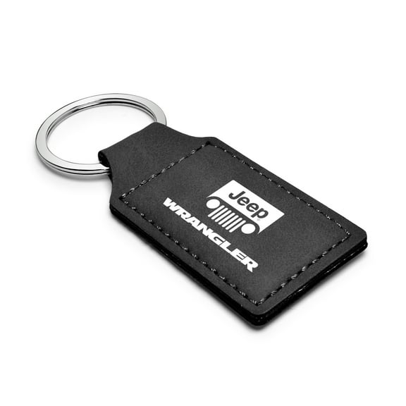iPick Image for Jeep Wrangler Rectangular Black Leatherette Key Chain, Official Licensed