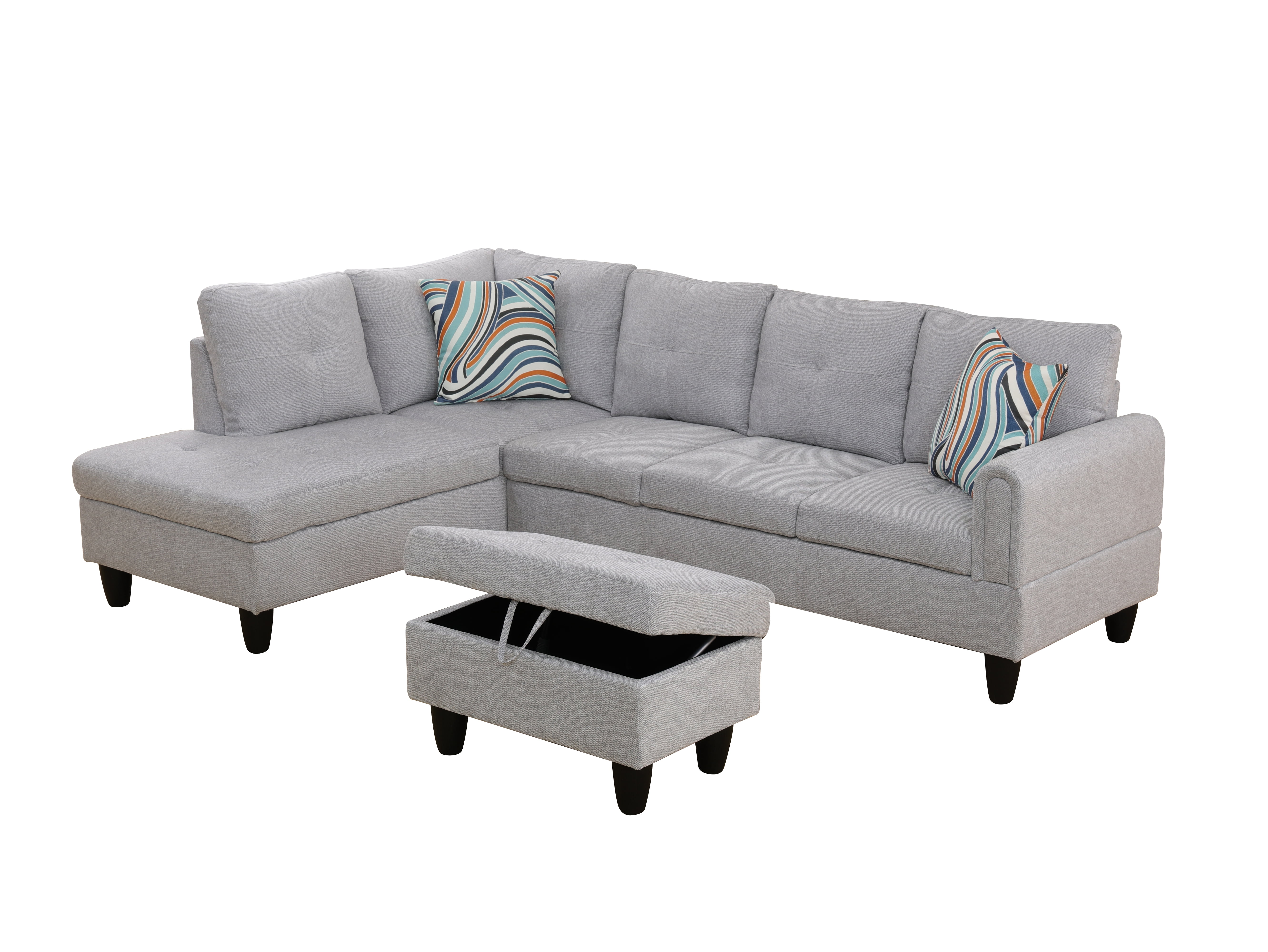 MAYEERTY Modern Adult 3-Piece Couch Living Room Sofa Set，Grey