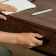 thumbnail image 6 of Martha Stewart Ollie Home Office Desk with 3 Drawers in Walnut Wood Grain with Oil Rubbed Bronze Hardware, 6 of 14
