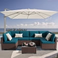 thumbnail image 4 of KIGOTY 7 Piece Outdoor Patio Furniture, Wicker Rattan Outdoor Conversation Set Sectional Sofas for Backyard, Garden, Brown-Blue, 4 of 7