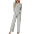 thumbnail image 3 of MINTREUS Women's Pajama Set Long Sleeve Lounge Set Ribbed knit Sleepwear Two Piece Pjs Set with Pocket, 3 of 7