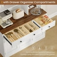 thumbnail image 5 of Farmhouse Buffet Cabinet with LED Light & Charging Station,72" Coffee Bar Cabinet with Storage & Compartment Drawer,Sideboard Cabinets with Door and Adjustable Shelves for Kitchen Dining Room,White, 5 of 10
