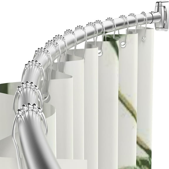 ALEAVIC Curved Shower Curtain Rod 42-72" Adjustable Shower Rod for Bathroom, Silver