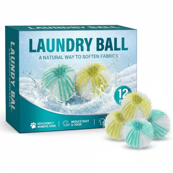 TOPKECH 12 Pack Reusable Dryer Balls, Pet Hair Remover for Laundry, Efficient Lint Remover for Washing Machine and Dryer, Fur Catcher for Dog and Cat