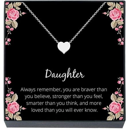 Daughter Heart Necklace Jewelry Gift from Mom, Dad for Women, Teens, Girls Jewelry for Daughter Birthday Gifts from Mother/Father