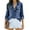 Navy blue, variant on Women Button Down Denim Shirt Long Sleeve Roll Up Casual Oversized Jean Jacket Distressed Tunic Top