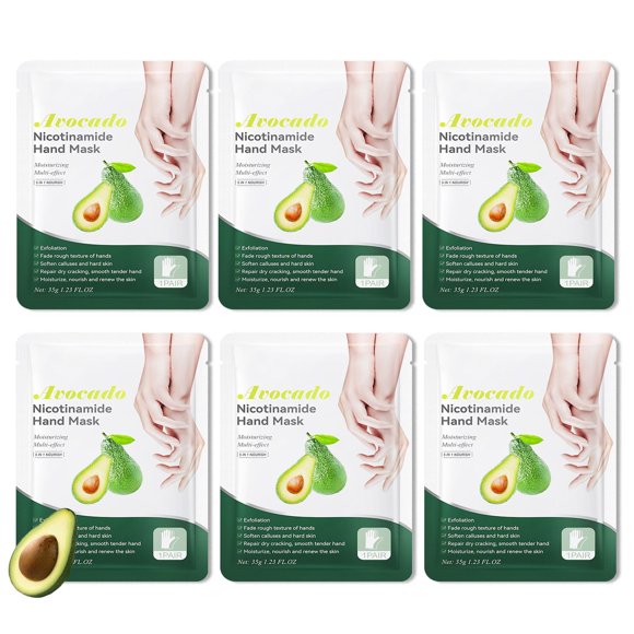 Mascarillas hidratantes para manos, 6 unidades, guantes hidratantes para hombres y mujeres, suaves, de larga duración, exfoliantes suaves, mascarillas de spa, hidratante, set de regalo de belleza para