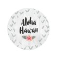 thumbnail image 2 of KDAGR 60 inch Round Beach Towel Blanket Tropical Pink Plumeria Flower and Message Aloha Hawaii Gray Travel Circle Circular Towels Mat Tapestry Beach Throw, 2 of 2