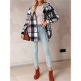 thumbnail image 4 of Chaqueta de Franela con Capucha para Mujer, Estilo Cuadros, Abrigo Grueso de Invierno, con Botones, Cálida y Suave, de Forro . Negro XXL, 4 of 10