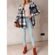 thumbnail image 4 of Chaqueta de Franela con Capucha para Mujer, Estilo Cuadros, Abrigo Grueso de Invierno, con Botones, Cálida y Suave, de Forro . Negro XXL, 4 of 10