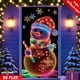 thumbnail image 1 of Cubierta de puerta navideña fluorescente con estampado de Papá Noel y árbol | Pancarta navideña luminosa para decoración de interiores y exteriores | Decoración de puerta de poliéster de 90 x 180 cm, 1 of 5