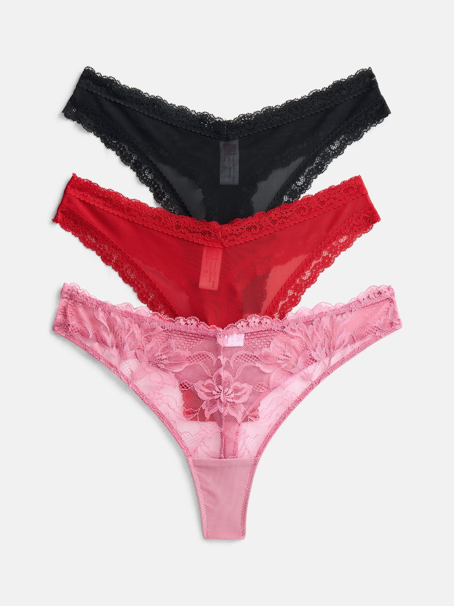 Joyspun Women's Lace Thong, 3-Pack, Size XS-XXXL