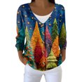 thumbnail image 6 of Women's Fashion Long Sleeve Christmas Snowman Snowflake Print Jacket Cardigan for Holiday Party and Casual Daily Wear,Blue,L, 6 of 7