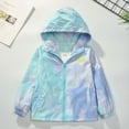 thumbnail image 5 of Little Girls Gradient Color Rain Jackets Lightweight Windproof Hoodie Jacket Kids Waterproof Windbreaker 4-14 Years, 5 of 7