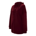 thumbnail image 5 of Glonme Loose Fit Hooded Jacket Womens Casual Pockets Zip up Hoodies Tunic Sweatshirt Plus Size Long Hoodie Jacket Wine Red 2XL, 5 of 6