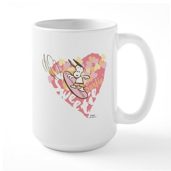 CafePress - Snoopy Surfin Sweetie Mugs - 15 oz Ceramic Large White Novelty Mug