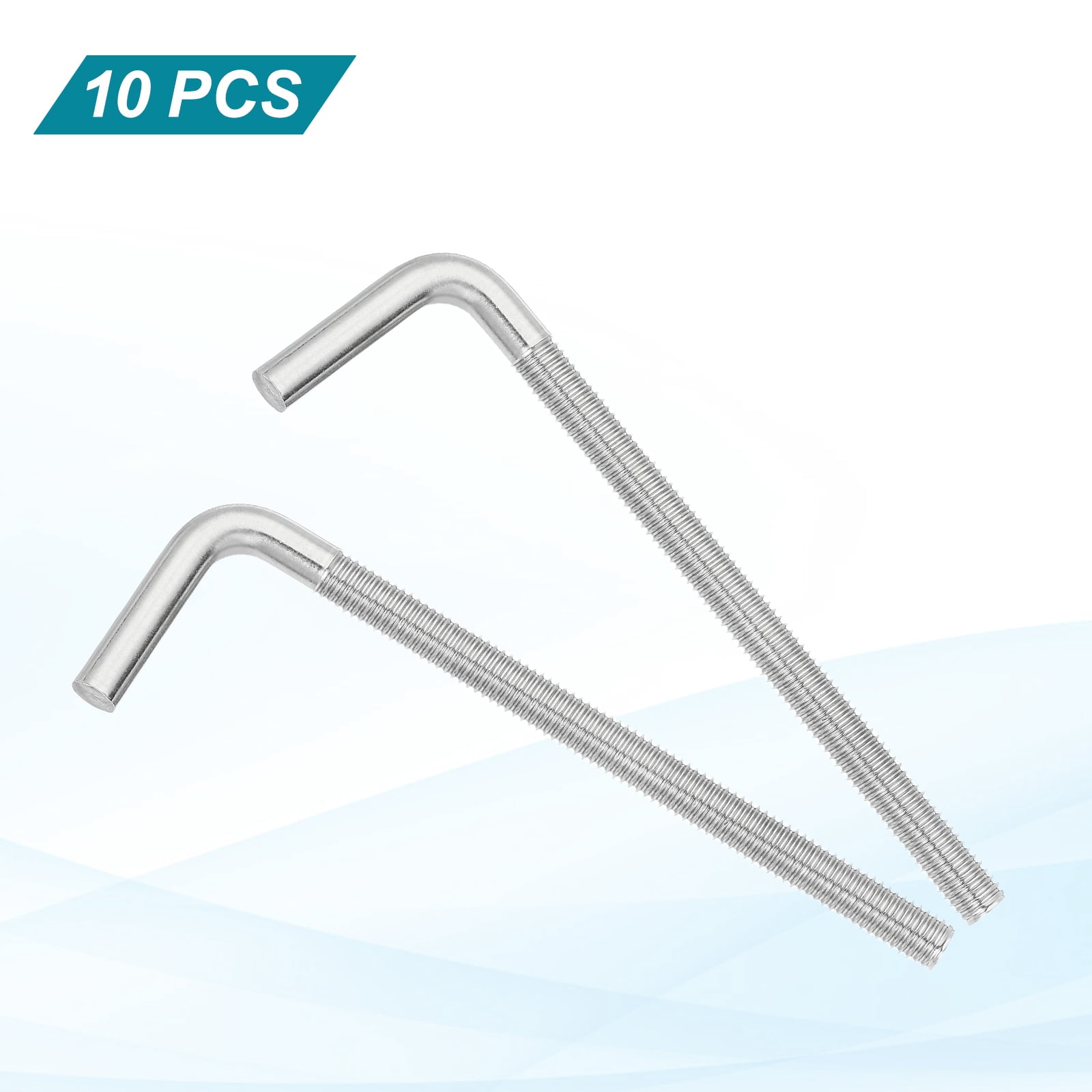 Uxcell M8x120mm 7/L-Shaped Right Angle Bolt Screw, 304 Stainless Steel L Shape Foundation Bolt Long Square Bend Screw, 10 Pcs