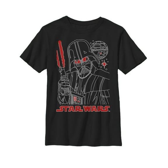 Boy's Star Wars Darth Vader Lightsaber Outline Graphic Tee Black X Small
