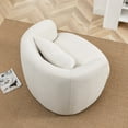thumbnail image 6 of Beige Bouclé Swivel Barrel Accent Chair with Pillow, Modern Upholstered Armchair, 6 of 10
