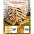 thumbnail image 4 of VEVOR Wood Privacy Fence, 36 x 45 inch Air Conditioner Fence, 2 Slatted Panel Solid Outdoor Wood Privacy Screen with 2 Planters, Metal Stakes, Trash Can Hider Fences Suitable for Garden, Pool,Brown, 4 of 9