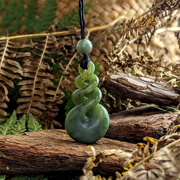 81stgeneration Nephrite Jade Toki Pendant Necklace – Maori Style Greenstone Cord Necklace, Hand-Carved, Adjustable