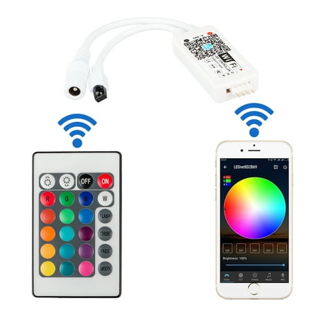 Rgb Led Strip Controller - TSV Smart WiFi Controller for RGB 5050 LED Strip Light Compatible with Android IOS Amazon Alexa, Smart Home Voice APP Control with 24-Key Remote