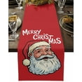thumbnail image 5 of Merry Christmas Words on Red Table Runner 13x72in Non-Slip Cotton Linen Table Runners, Santa Claus Dresser Scarves TableRunner for Dinner Kitchen Dining Wedding Party, 5 of 9