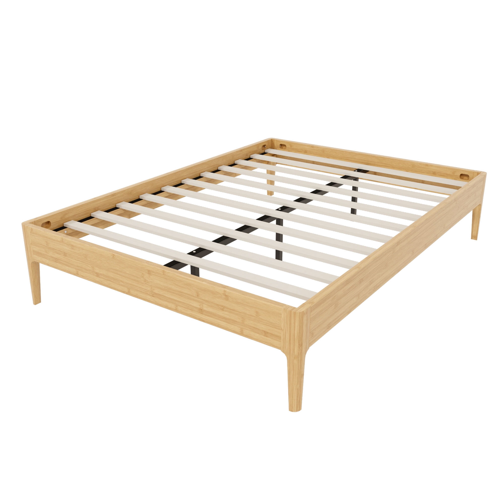 Euroco Bamboo Wood Platform Bed, Full Size Minimalist Style Bed, Natural