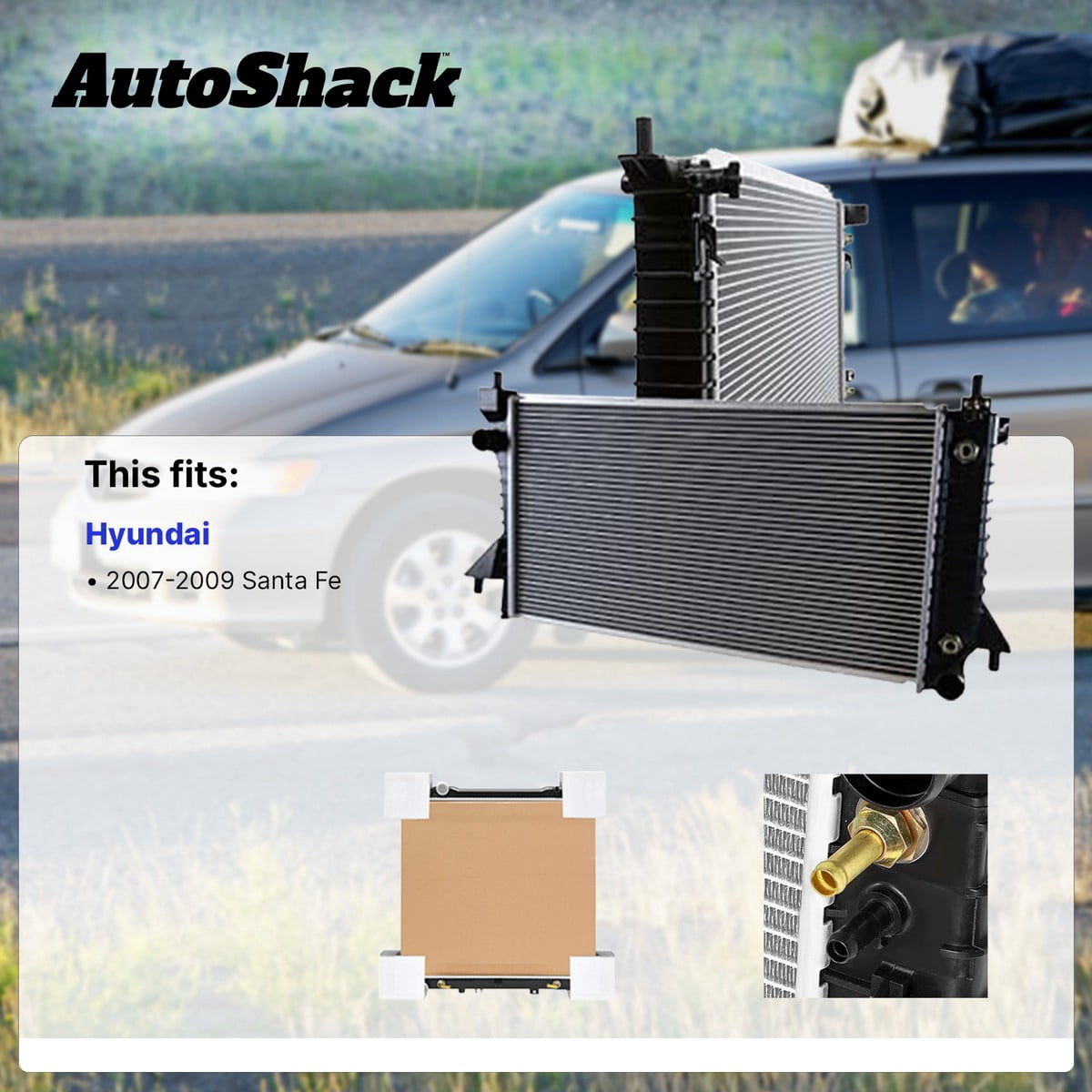 Autoshack Radiator Compatible with Hyundai, Santa Fe 2007-2009, V6 2.7L 3.3L, with Transmission Oil Cooler