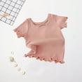 thumbnail image 4 of 1-8 Years Girls Back Short-Sleeved T-Shirt Summer Childrens Solid Color All-Matching Casual Top, 4 of 8