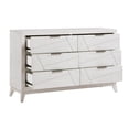 thumbnail image 2 of Benjara Zine 62 Inch Dresser, 6 Drawers, Antique White Wood, Black Handles, 2 of 6