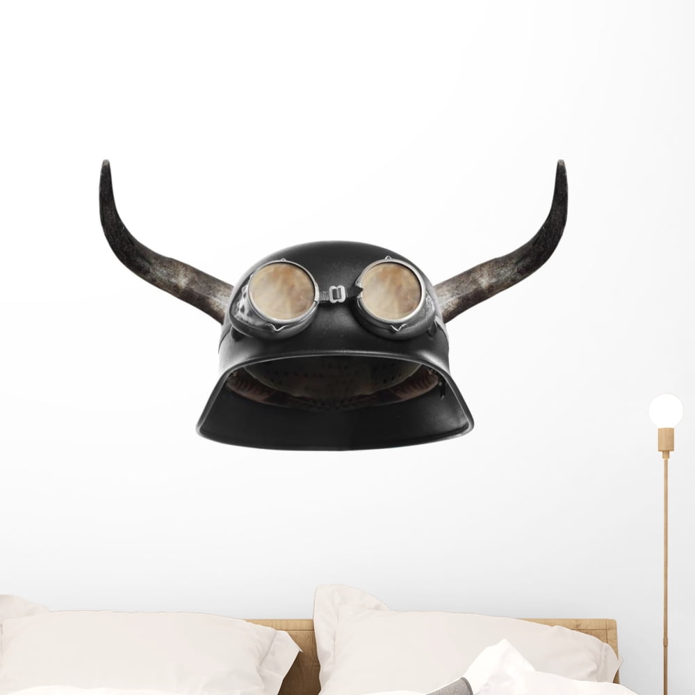 Retro Motorcycle Helmet with Wall Mural by Wallmonkeys Peel and Stick Graphic (36 in W x 21 in H